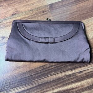 Chic Brown Clutch with Bow Accent